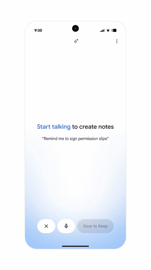 Google Keepに考えを話すだけで整理したメモやリストに変換される（同社サイトより引用）