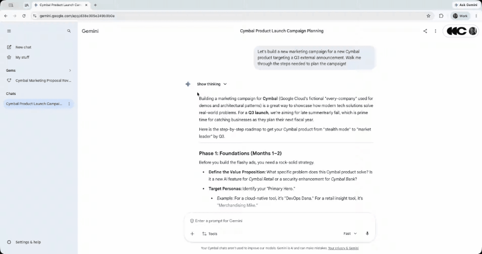 「Google Workspace」でGeminiのチャットをドライブ経由で共有（同社サイトより引用）