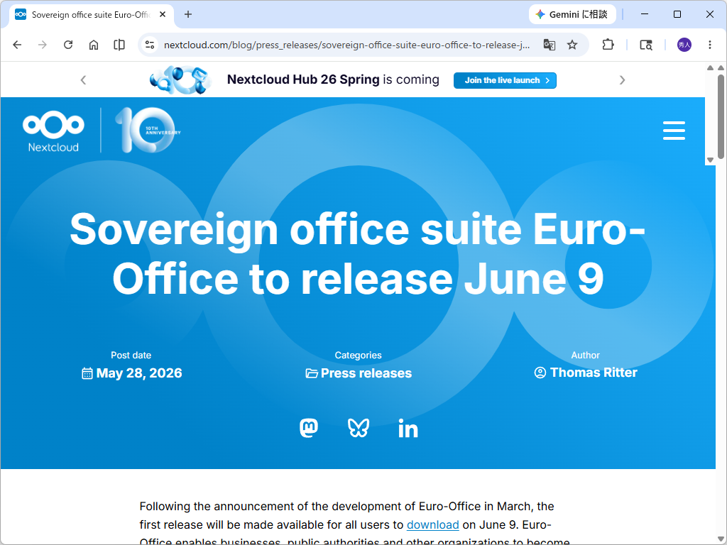 「Euro-Office」が6月9日にリリースへ