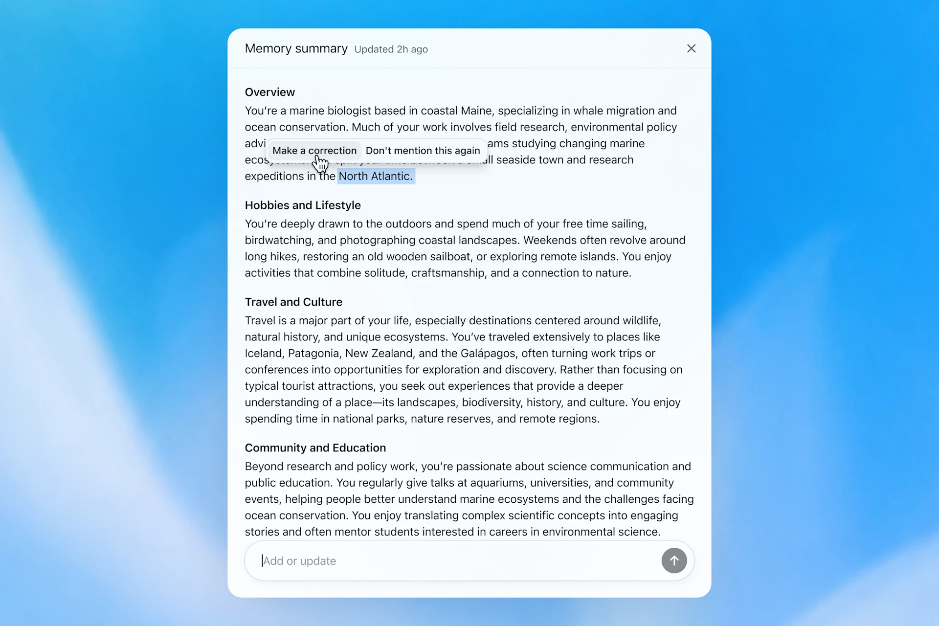 「ChatGPT」が覚えている内容を確認・編集できるユーザーインターフェイスも提供