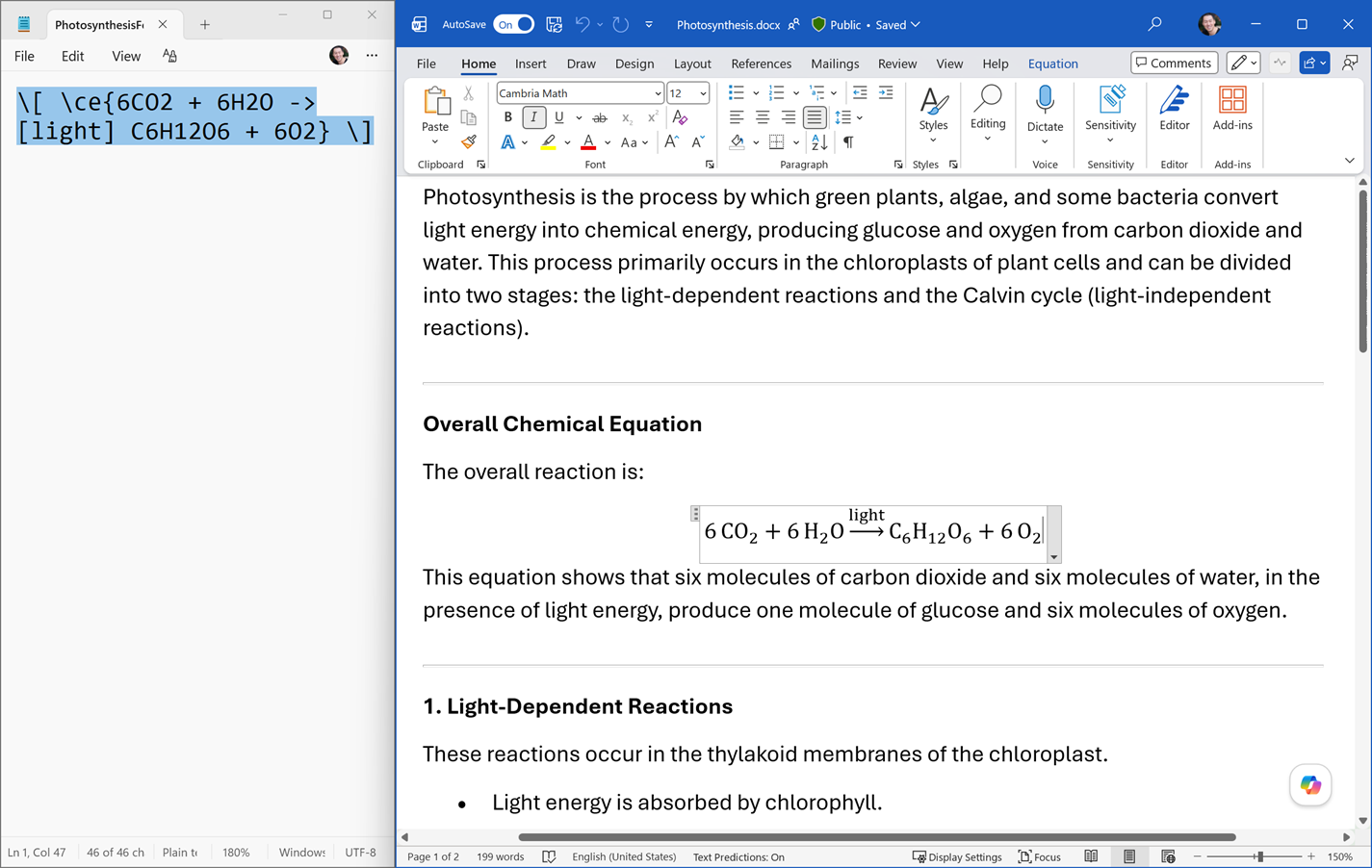 化学式を記述するユーザーの便宜を図り、「mhchem」パッケージの「&bsol;ce」コマンドもサポート