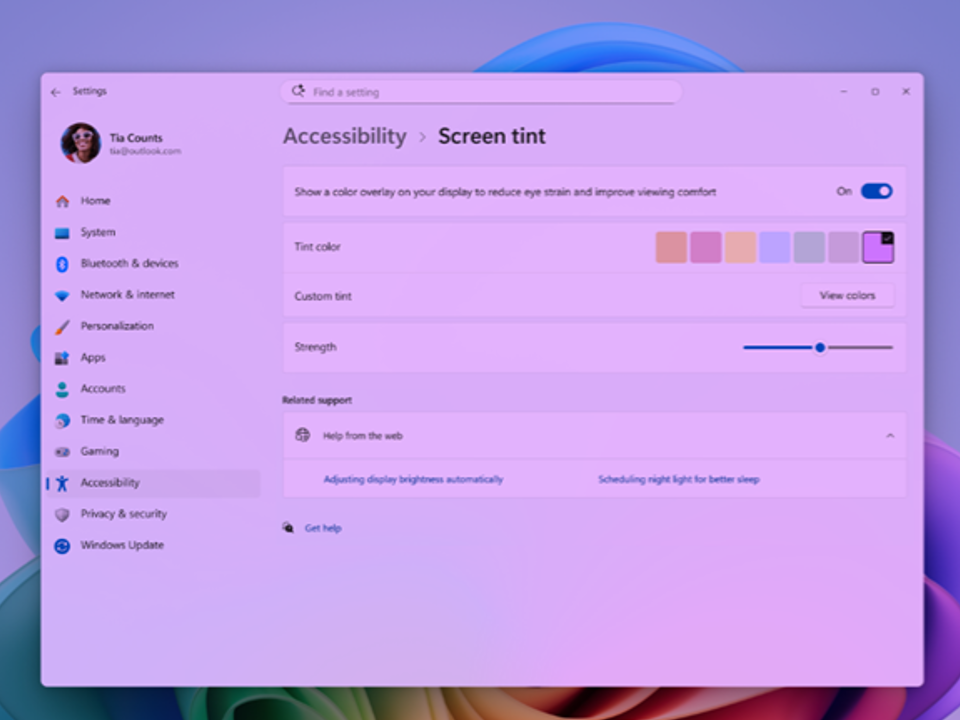 デスクトップの色味を変える「screen tint」