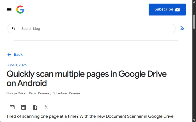 Android版「Google ドライブ」で複数のドキュメントを同時スキャン可能に