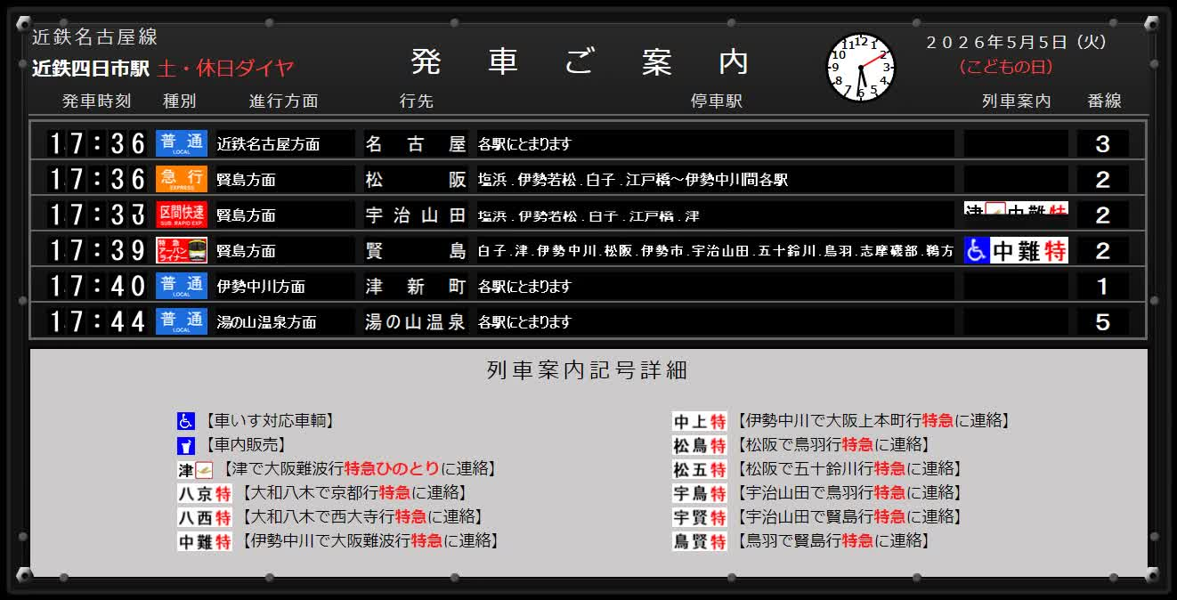 「パタパタ近鉄四日市駅」