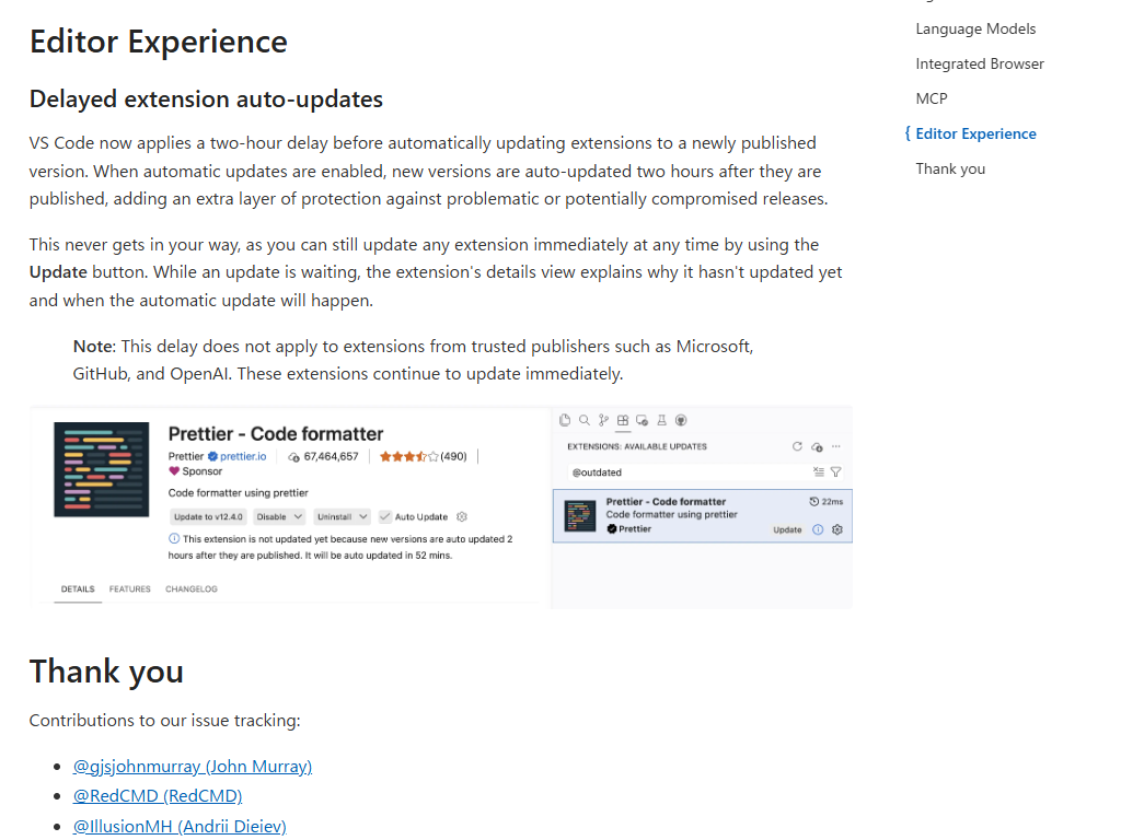 「Visual Studio Code」に“拡張機能の更新を2時間遅らせる”措置