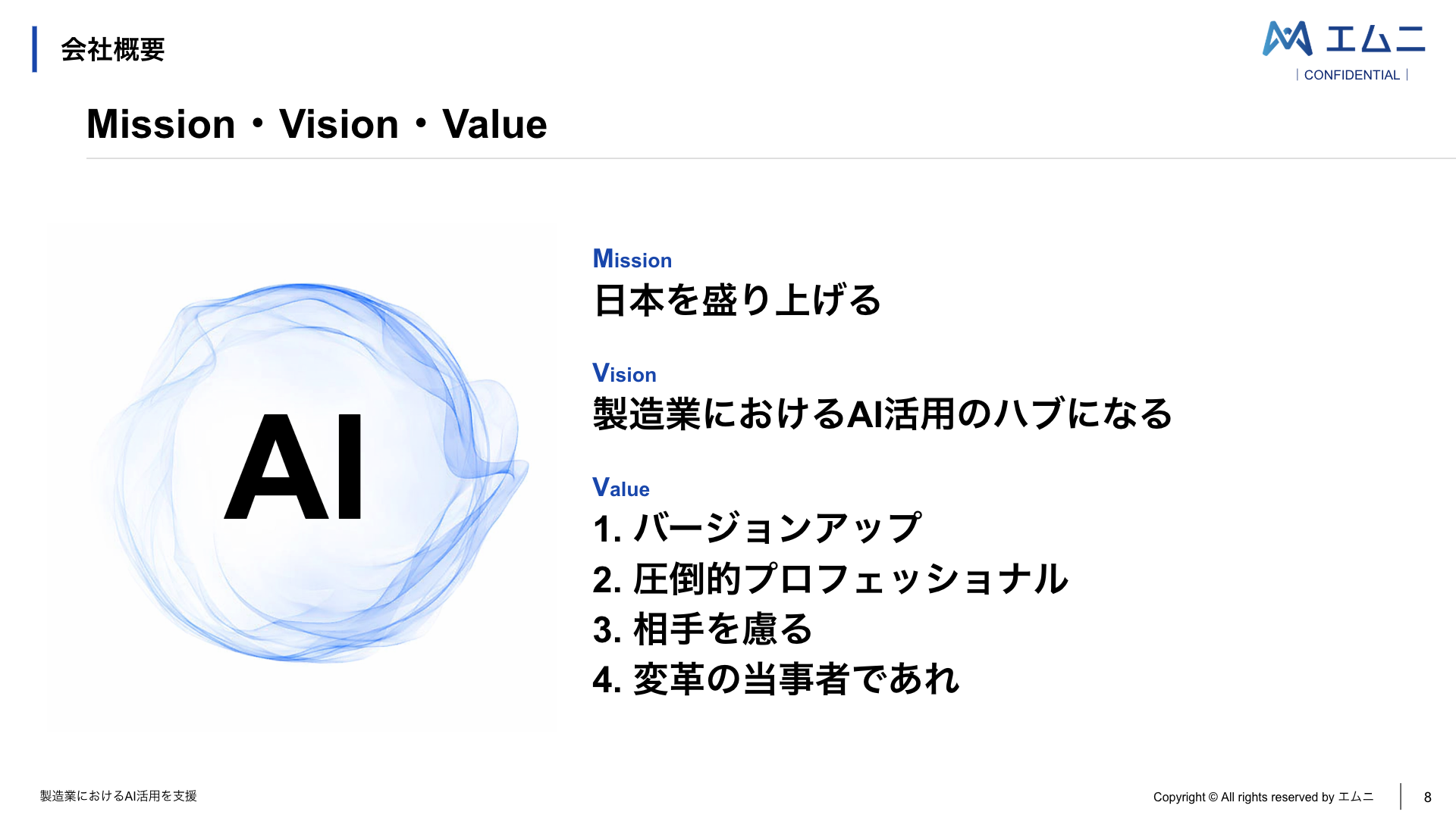 エムニのミッション、ビジョン、バリュー