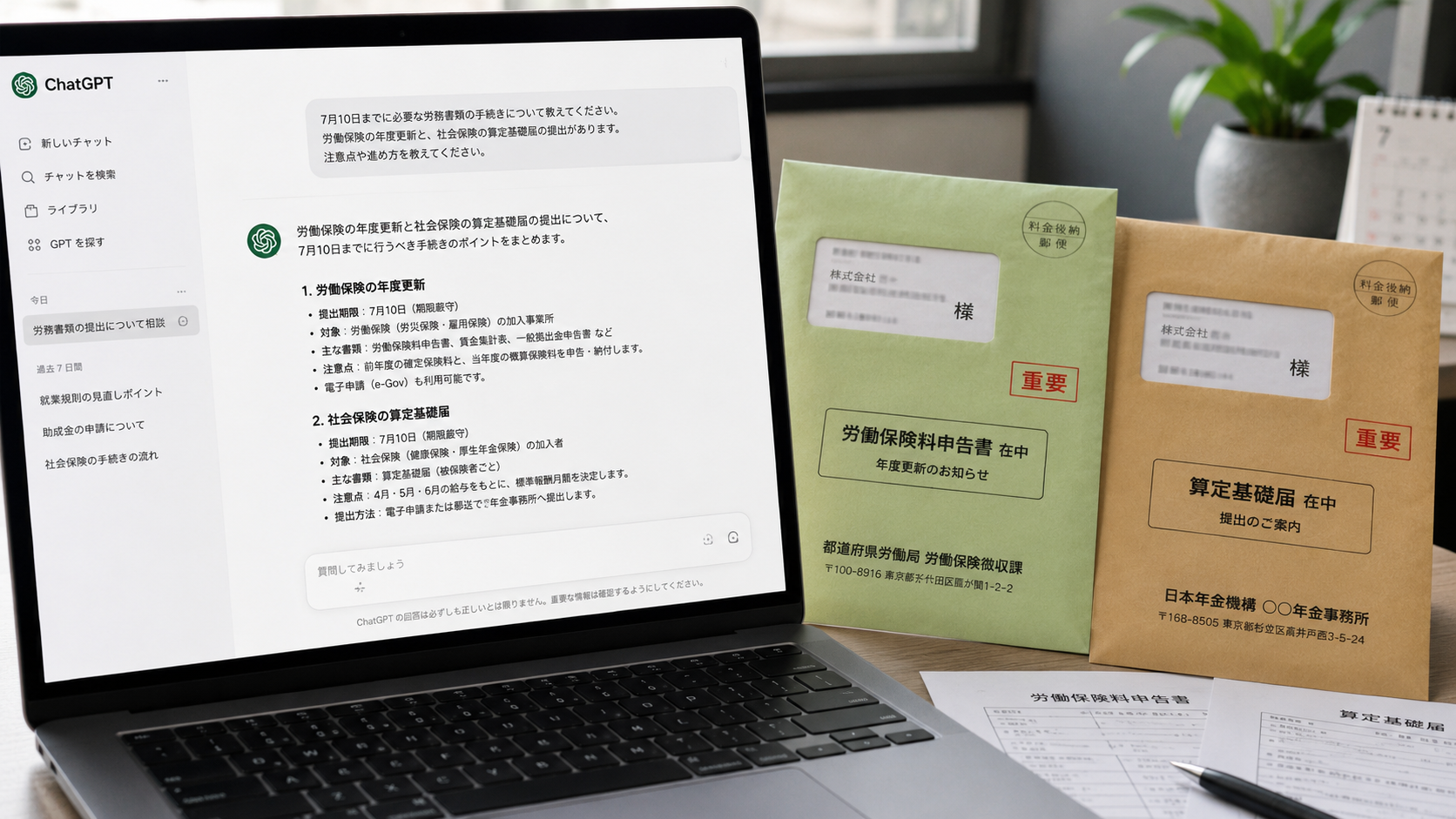7月10日、会社に現れる『バックオフィスのYOUKAI』たち——労働保険年度更新、算定基礎届、源泉所得税。今年は税理士でも社労士でもなく、まず「ChatGPT」と一緒に自社申請してみた