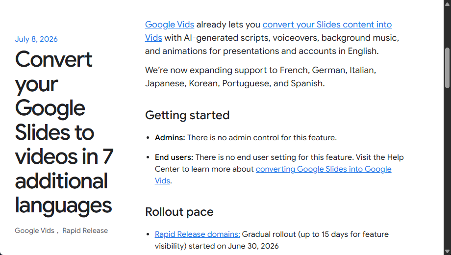 「Google スライド」のコンテンツをプレゼン動画に変換する機能が日本語をサポート
