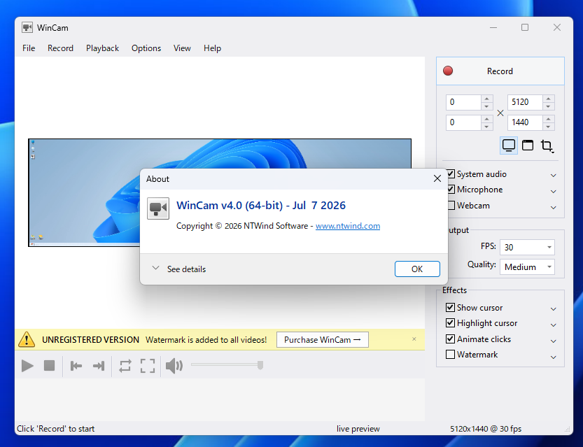 「WinCam」v4.0