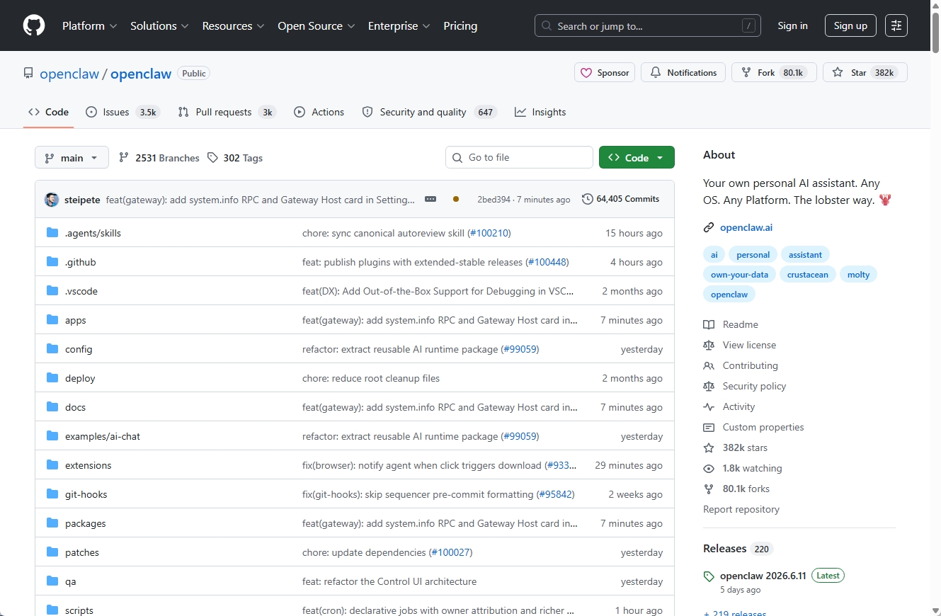 OpenClawはGitHub史上でも屈指のスター数を集めている