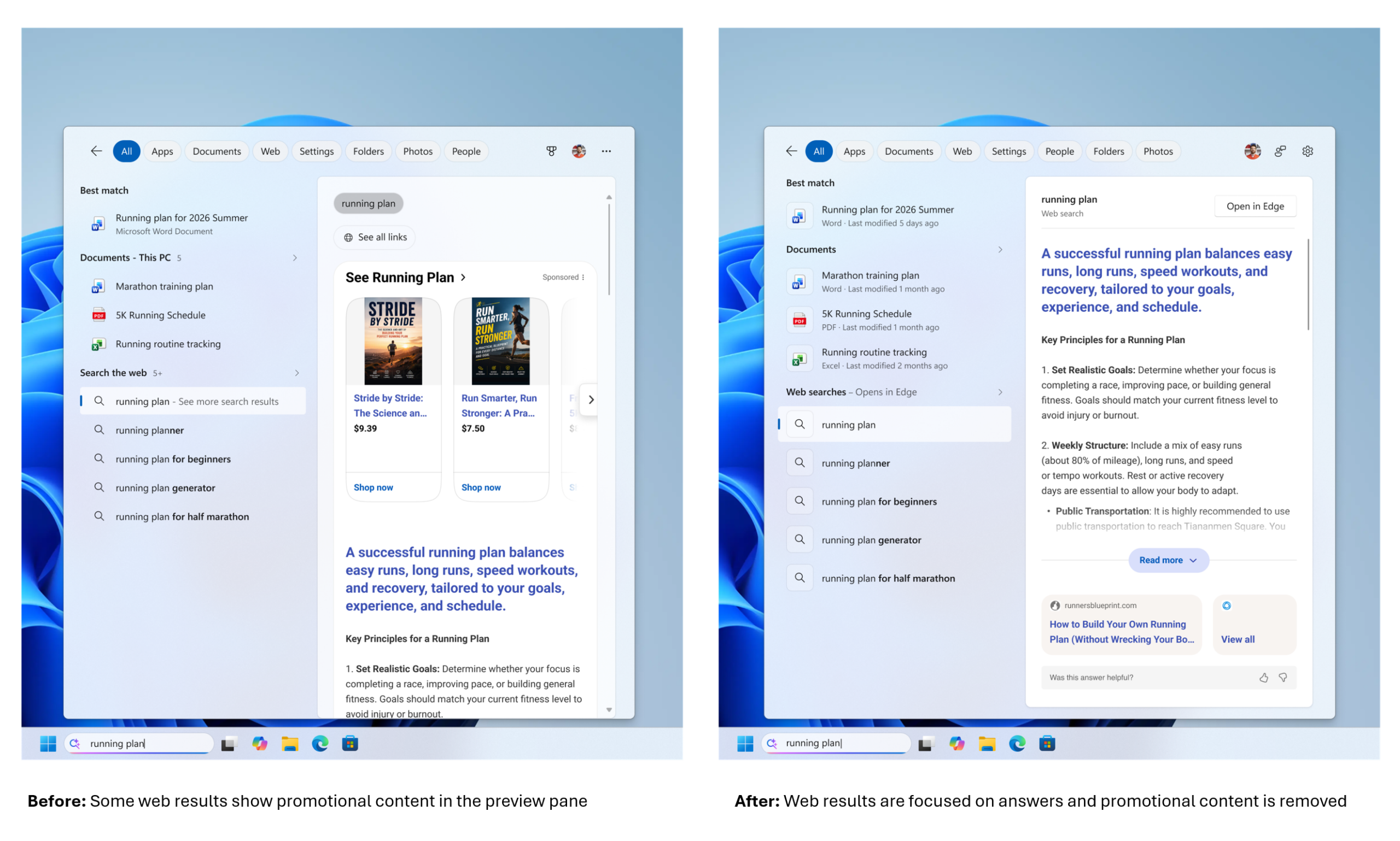 Webをソースとした検索結果もシンプルに