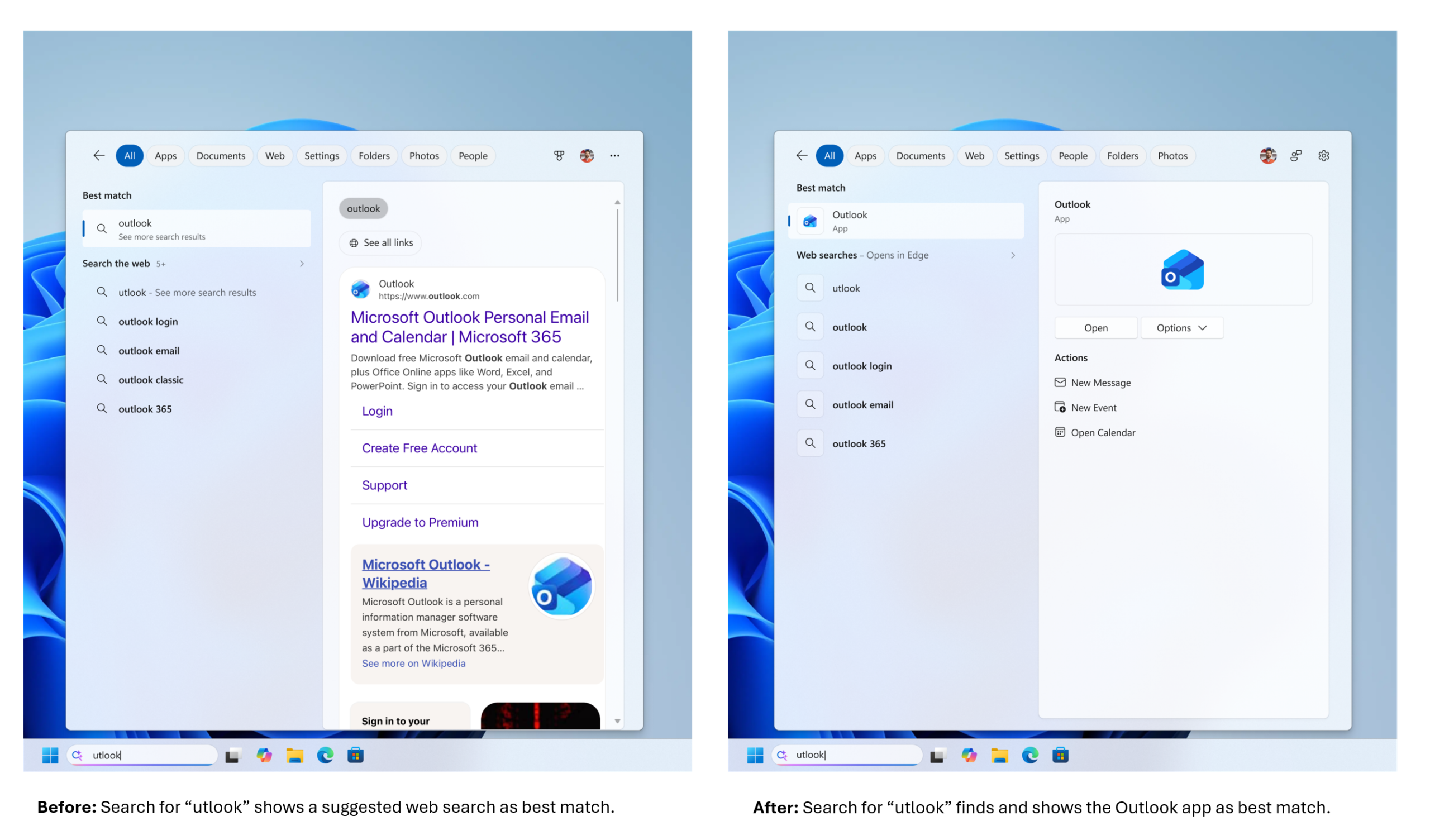 たとえば「utlook」でも「Outlook」を見つけられる