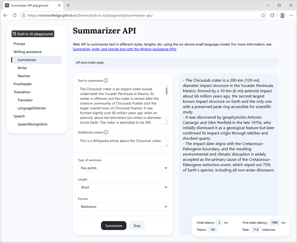 デモサイトで「Aion 1.0 Instruct」をプレビュー可能