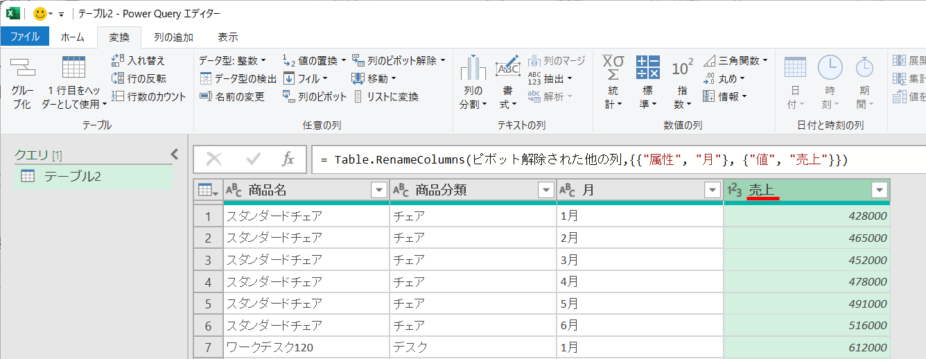 同様に「売上」と修正しておく
