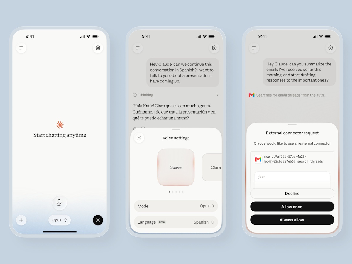 「Claude」の音声対話機能「音声モード」（Voice mode）が強化