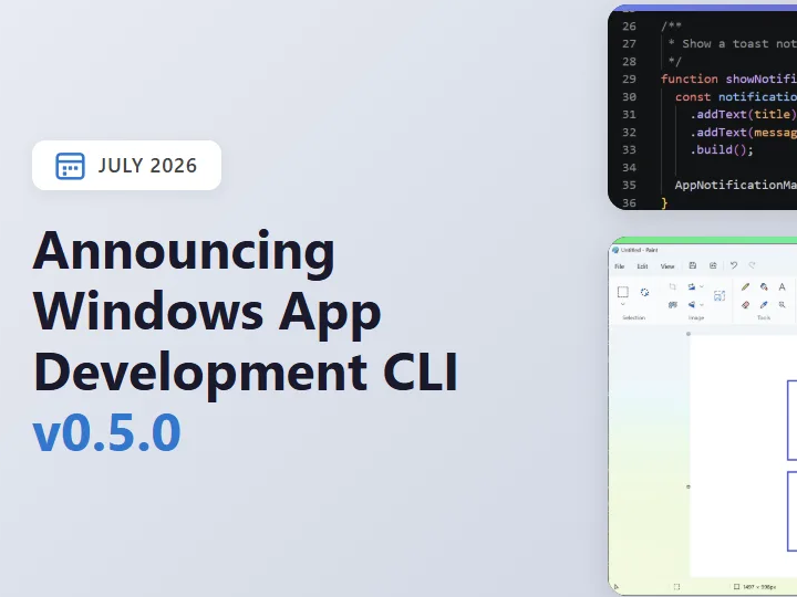 「Windows App Development CLI」（winapp）v0.5.0