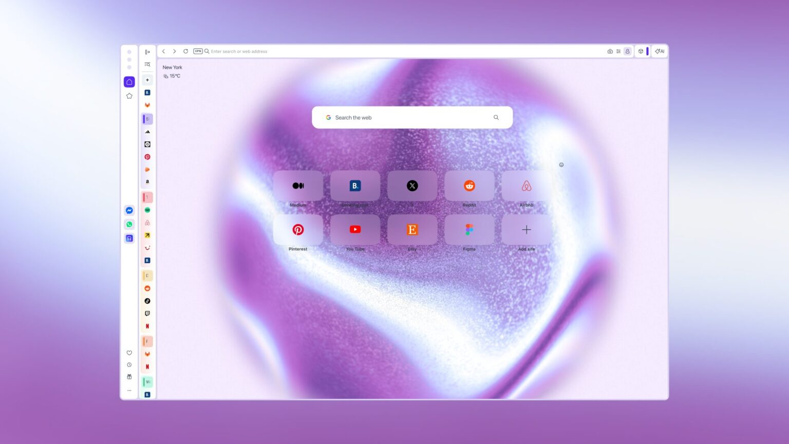 タブの表示領域を折りたたみ、ファビコンのみを表示することも可能