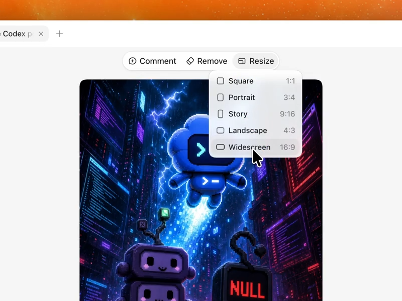 「Resize」ではアスペクト比を変更できる