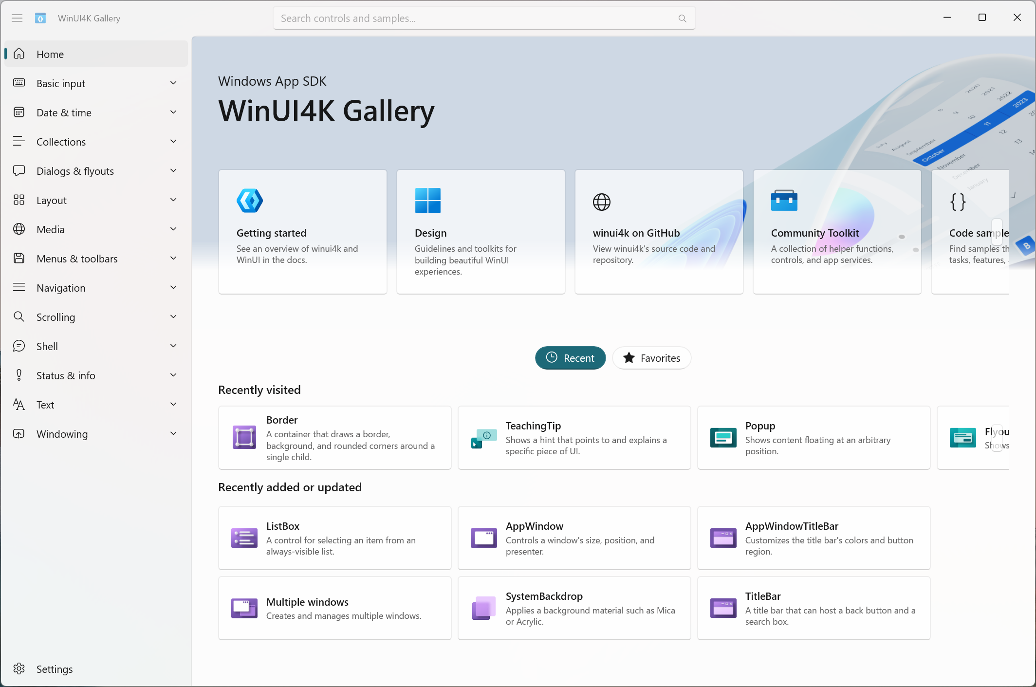 「WinUI4K」のサンプルギャラリー。すべて「Kotlin」で書かれている