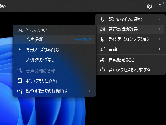 設定メニューから利用可能