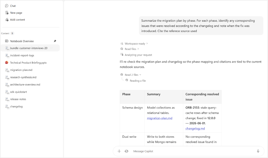 雑多な資料をなんでもノートブックへ登録しておけば、「Copilot Notebooks」がそれらを解釈し、それをソースに回答を返してくれるようになる
