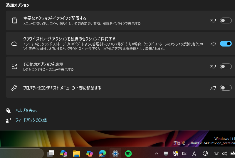［追加オプション］セクション。かなりきめ細やかなカスタマイズが可能