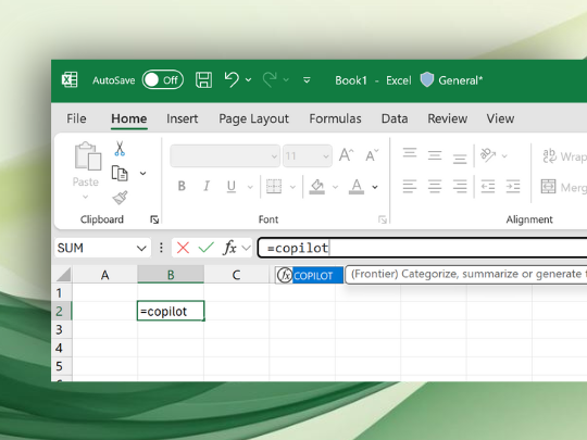 「Excel」の「=COPILOT()」関数