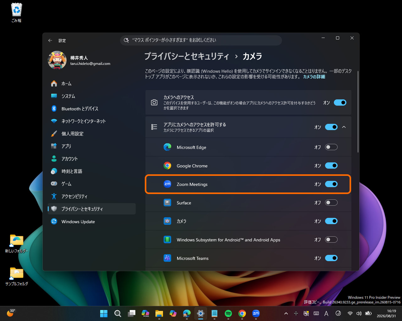 許可すると「設定」アプリのアクセス許可リストに登録される。あとでアクセスを取り消すことも可能
