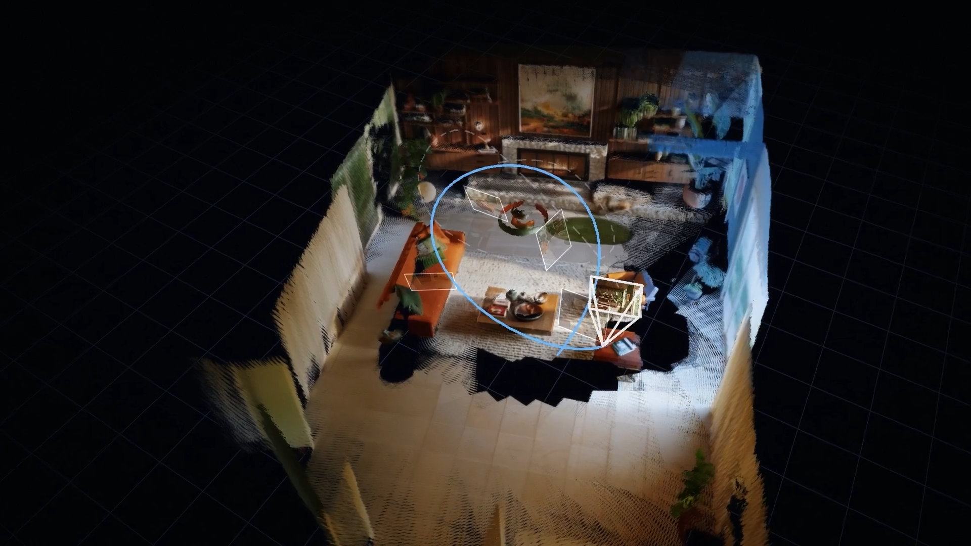 複数の写真から3D点群として空間を復元し、任意のカメラ軌道をたどれる