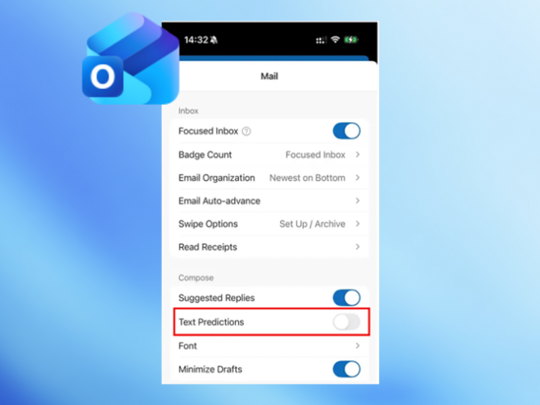 「Word」「Outlook」のテキスト予測が既定でOFFに変更される
