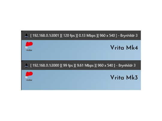 「Vritra Mk4」（上）と「Vritra Mk3」（下）の比較。同じ端末に画質「7」で接続し、画面の動きがほぼない状態で測定（開発者ブログより）