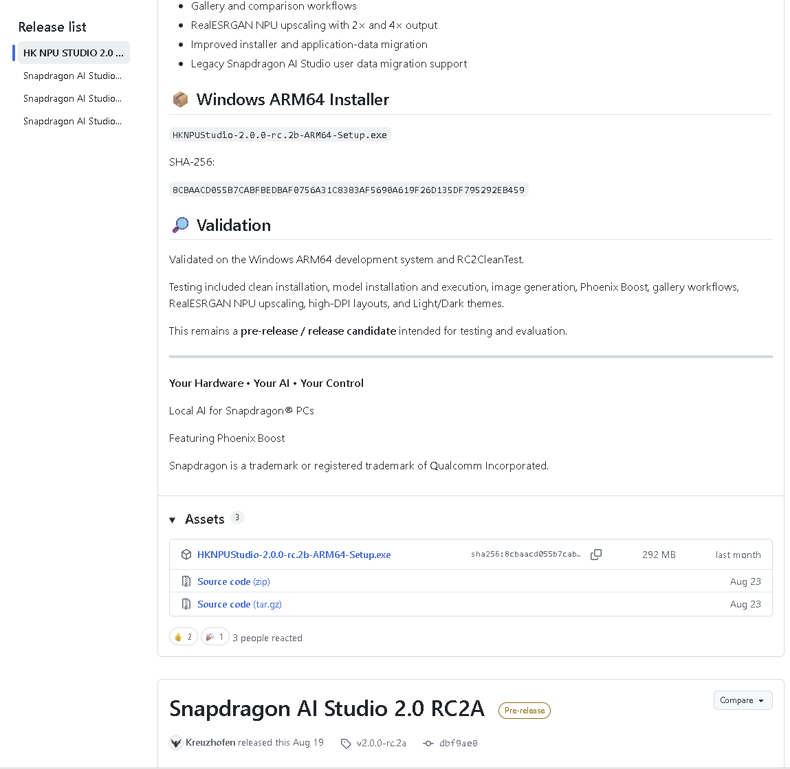 ［Assets］をクリックすると、リストが展開されてセットアップファイルが出てくる