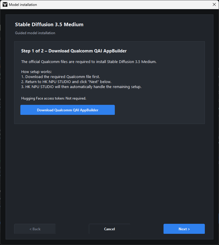 ［Download Qualcomm QAI AppBuilder］のボタンをクリック
