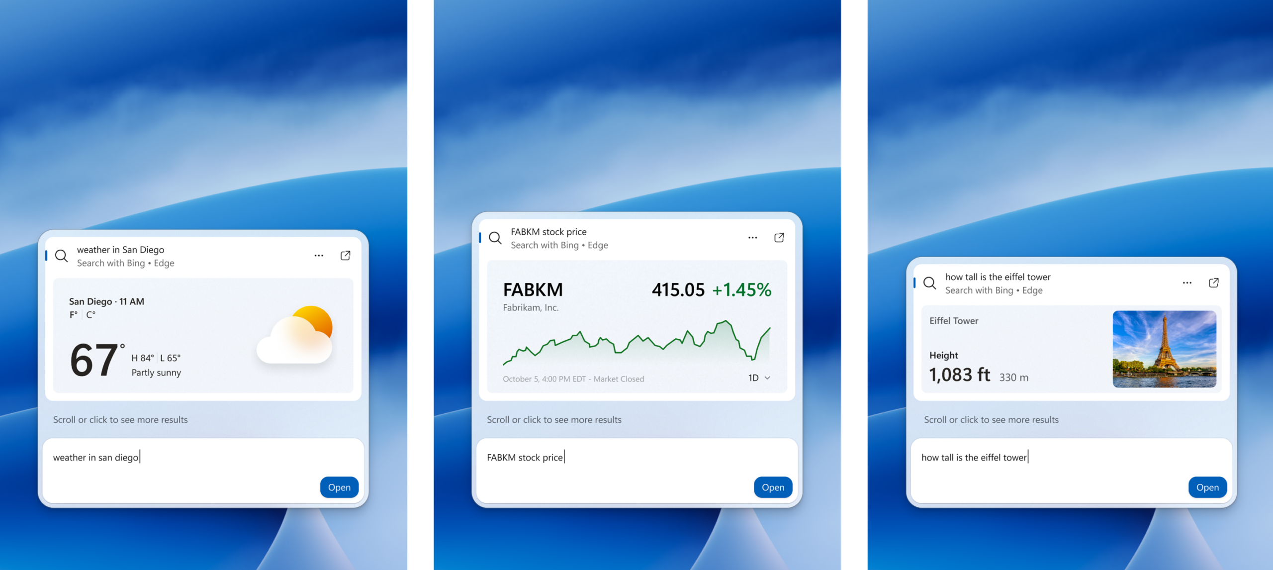 Webのリッチなプレビュー（天気、株価、エッフェル塔の高さ）