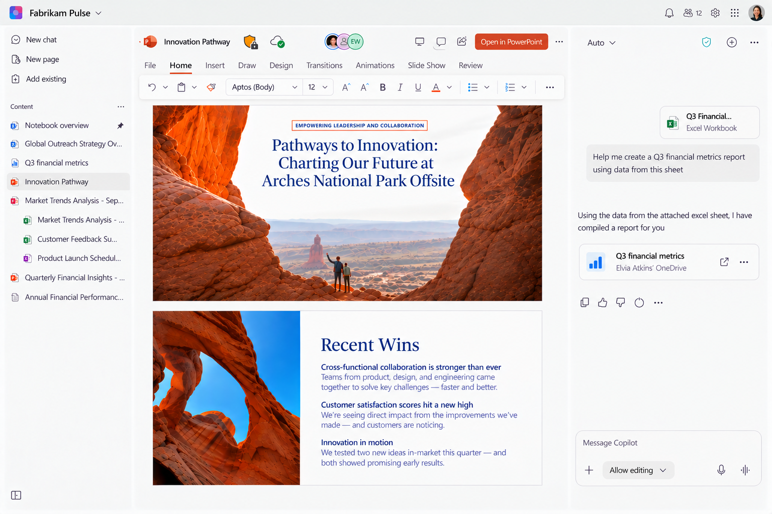この「Notebooks」でも「Copilot」チャットを介して「Office」アプリの編集機能が利用できるように
