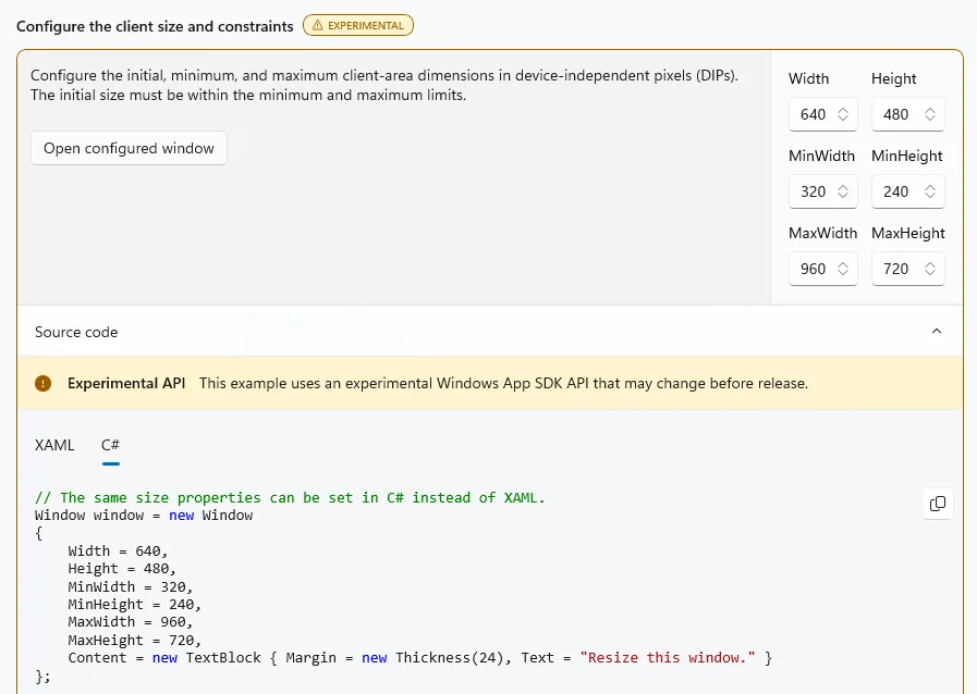 新しいウィンドウ関連のAPI
