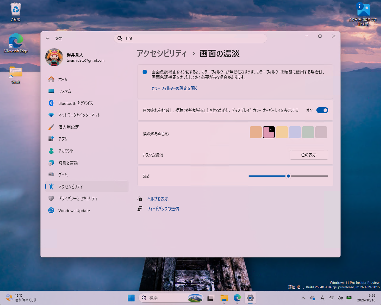 画面の濃淡（Screen Tint）