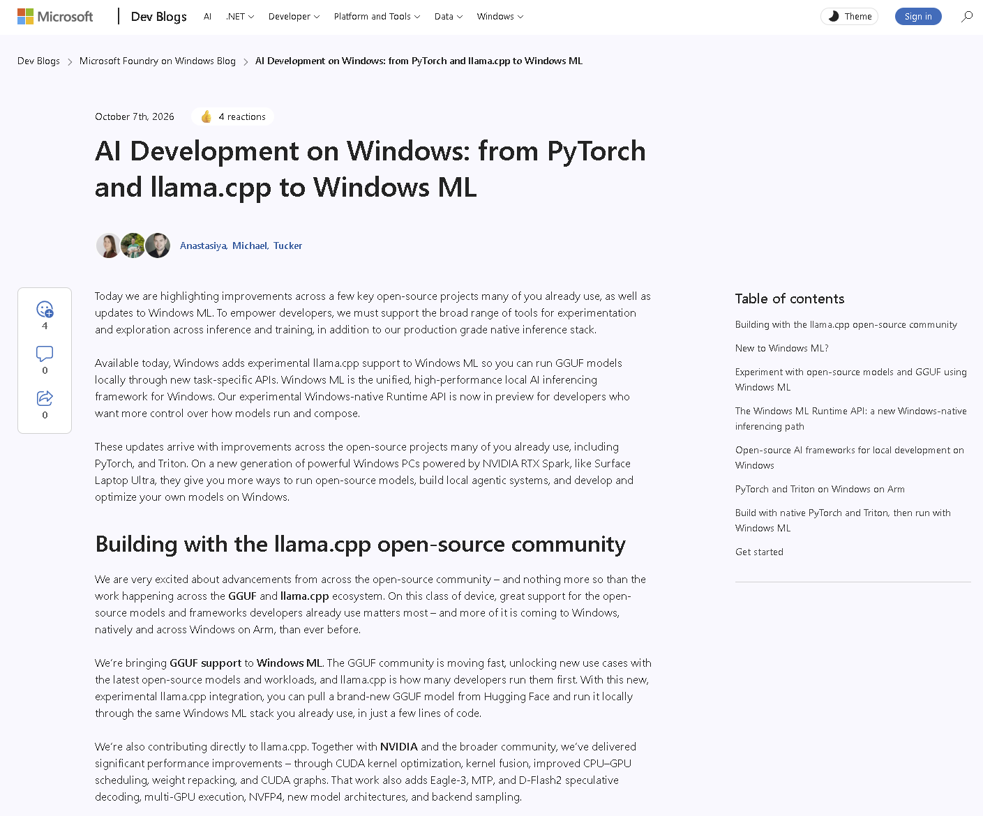 Microsoftの開発者向けブログ