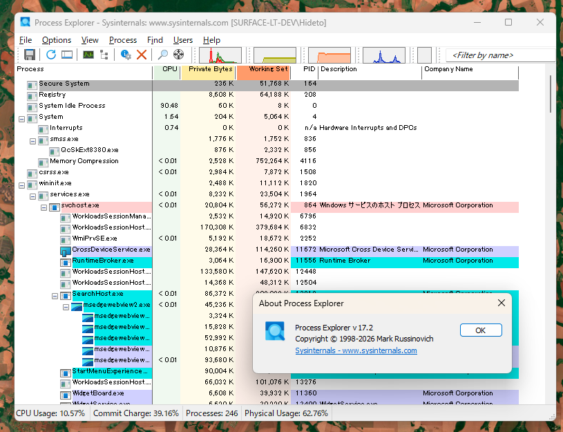 「Process Explorer」v17.2