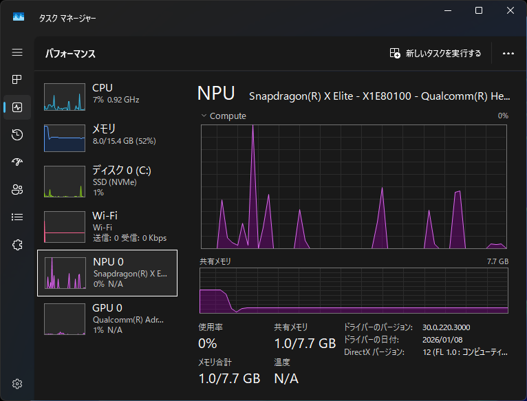 NPUを使って返答しているのは確認
