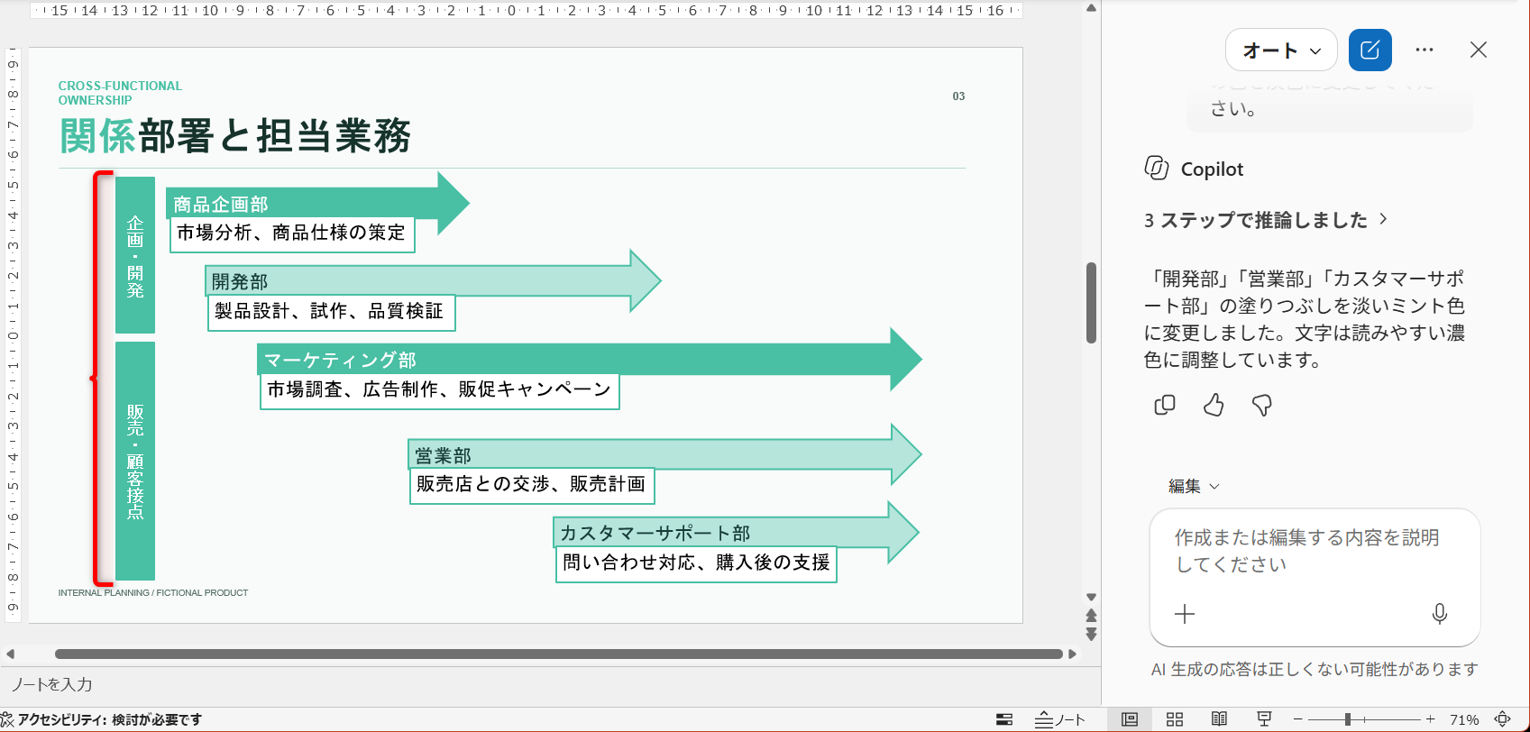 指示した図形が淡色に変更された。1つずつ手作業で塗り分けるより手軽だ