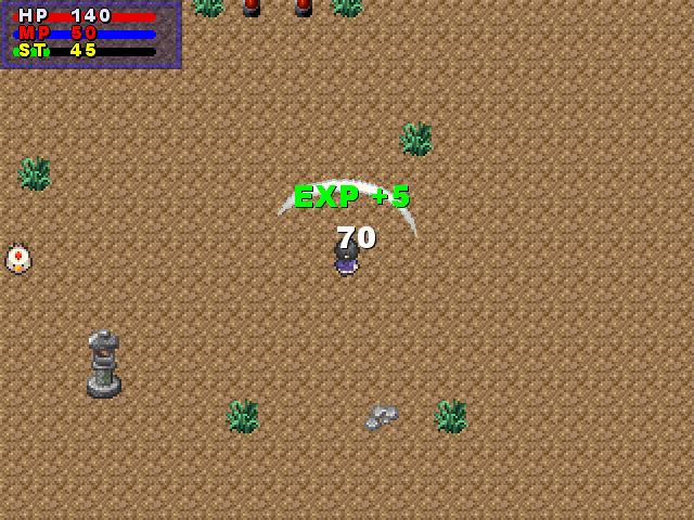 最初は旅館の裏でにわとりを倒してレベルを上げよう