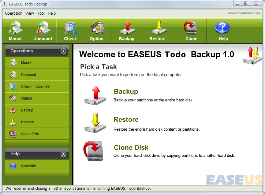「EASEUS Todo Backup」v1.0