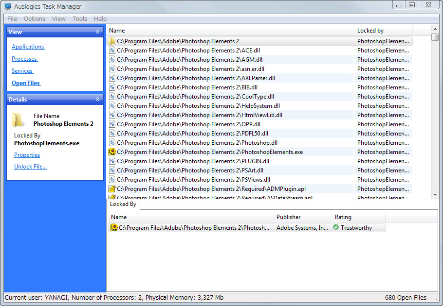 “Open Files”画面
