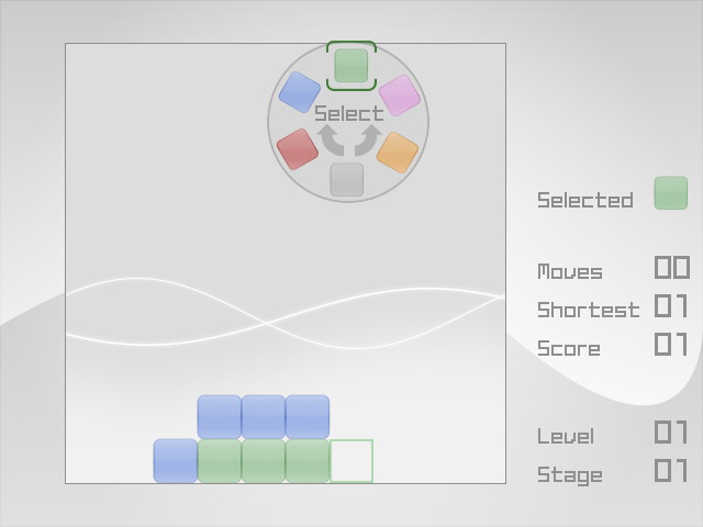 ［A］キーでブロックのパレットを表示し、色を選んでカーソルのある列に落とす