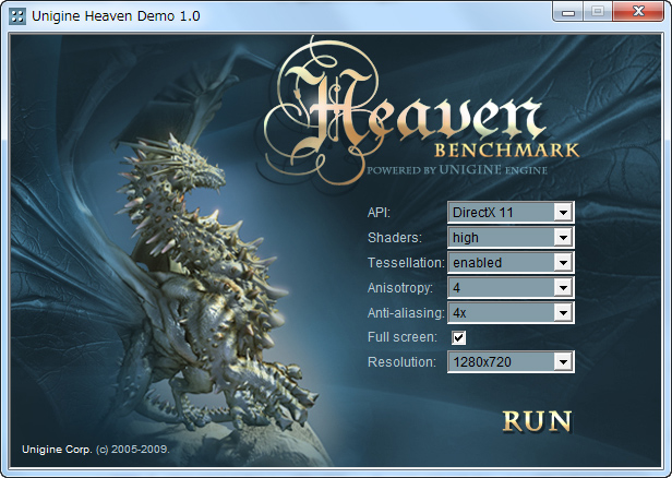 「Unigine Heaven Benchmark」v1.0