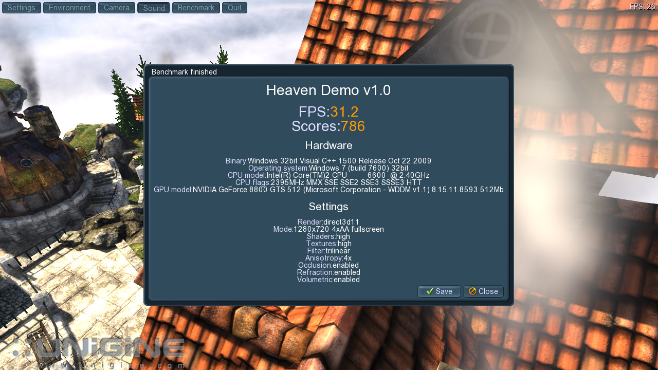 環境の変化をリアルタイムかつ物理法則に忠実にシミュレートしたベンチマーク画面