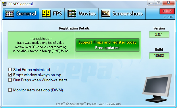 「Fraps」v3.0.1