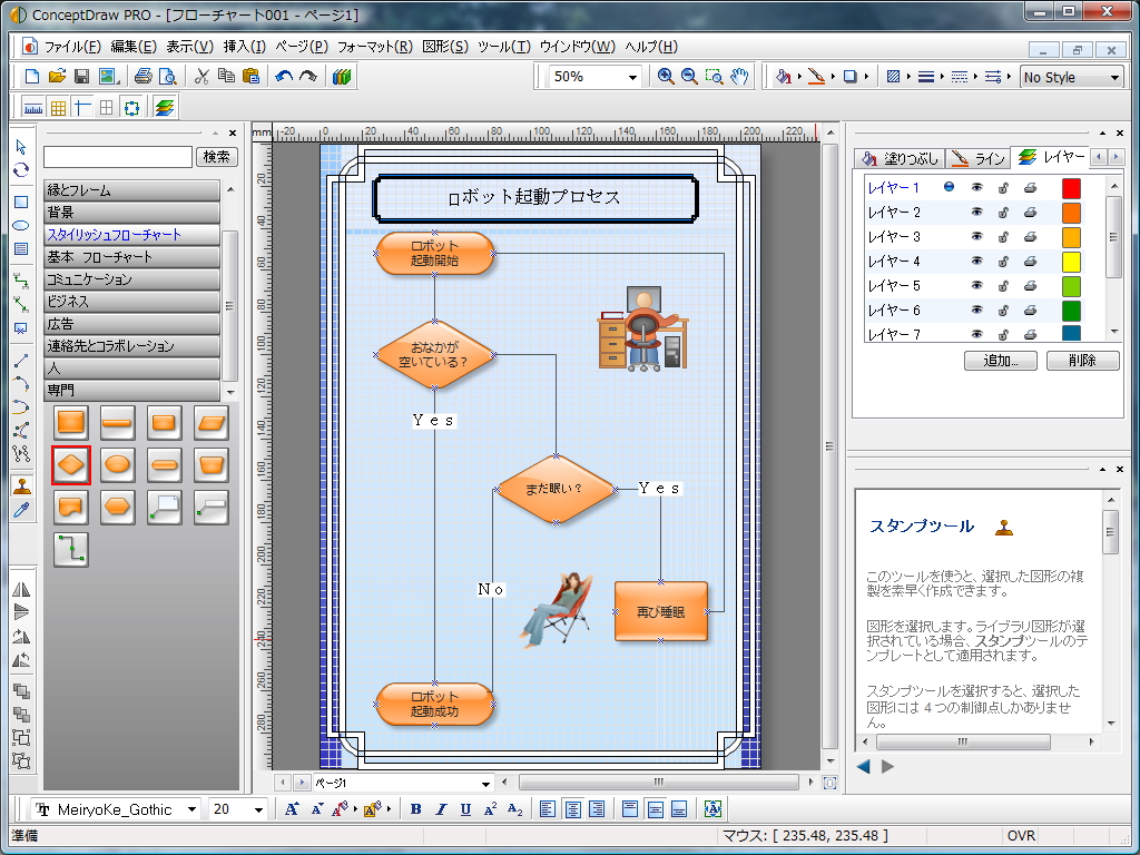 フローチャートや建築図形など、さまざまなタイプの文書に対応