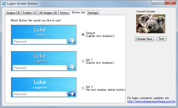 “Button Set”画面